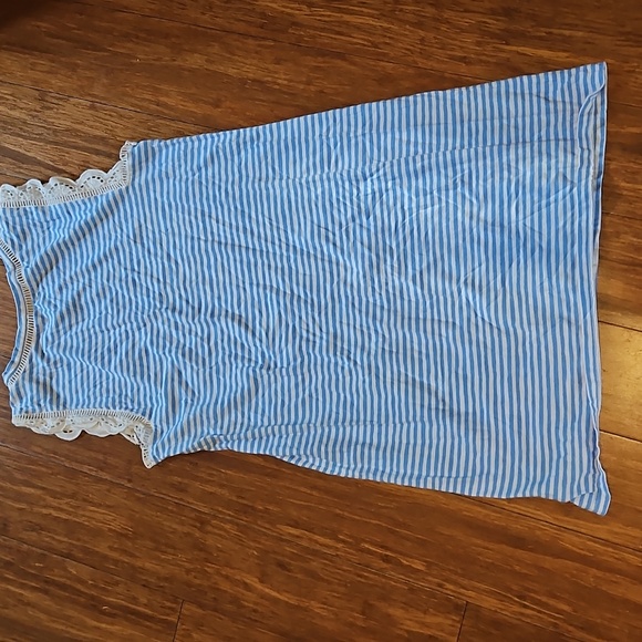 Lilly Pulitzer Zanzibar Blue White Lace Beach Happy Stripe Agee Dress Sz M - Picture 5 of 5